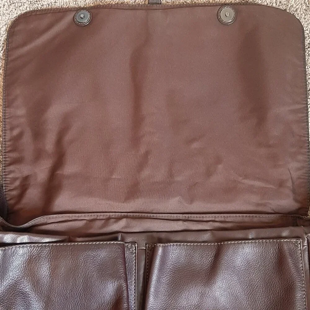 Fossil Brown Leather Messenger Briefcase Crossbody Bag (Flawed)